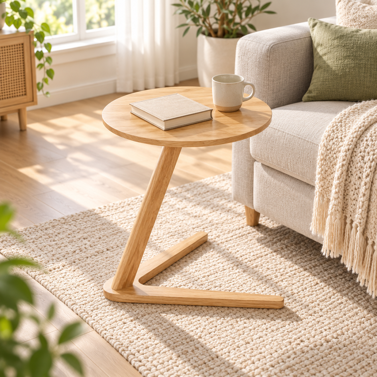 Solid wood side table