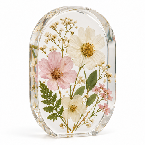 Clear Pressed Flower Resin Ornament