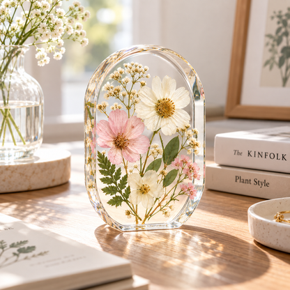 Clear Pressed Flower Resin Ornament