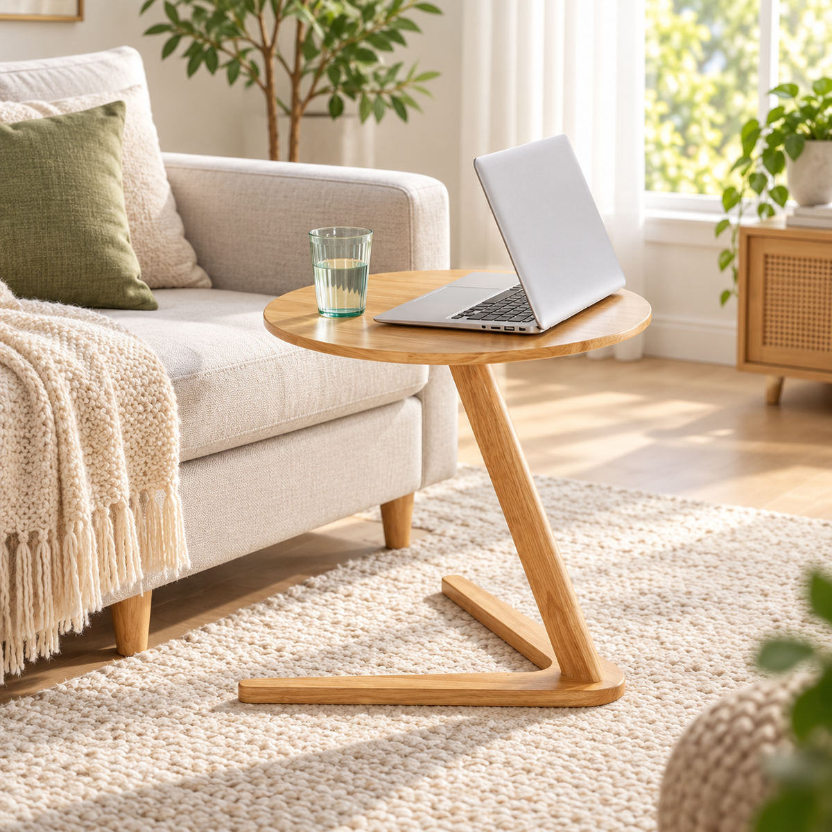 Solid wood side table
